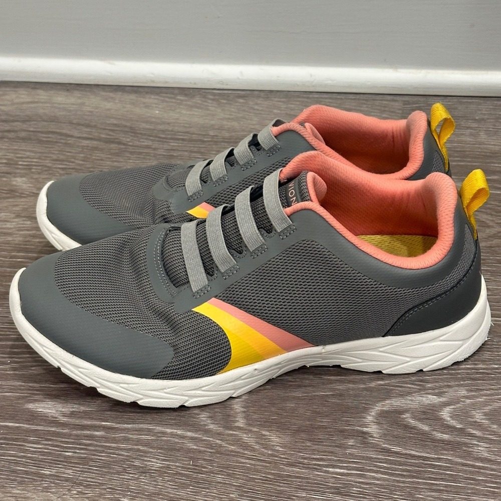 Vionic Layla Womens Athletic Walking Shoes Charcoal Gray Pink Yellow Size 11